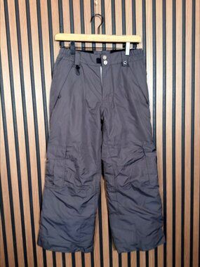 686 Snow Pants Medium Boys Youth Gray InfiDry Mannual Ridge 100% Nylon Baggy